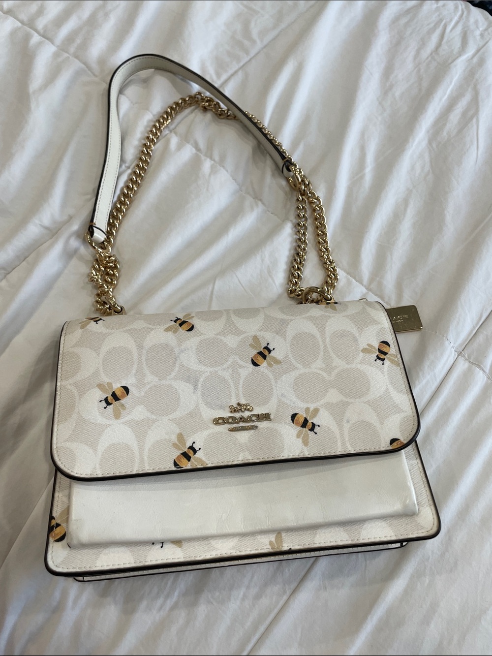 Coach Klare Canvas Shoulder Bag with Bee Print